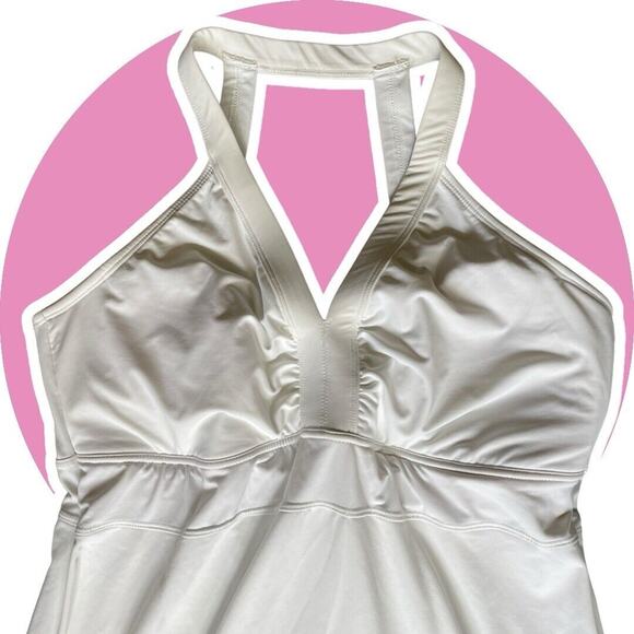 Athleta Pure White Cutout V Neck Activewear Dress Bra Top XL 14 C D DD NWOT NEW - Picture 5 of 8